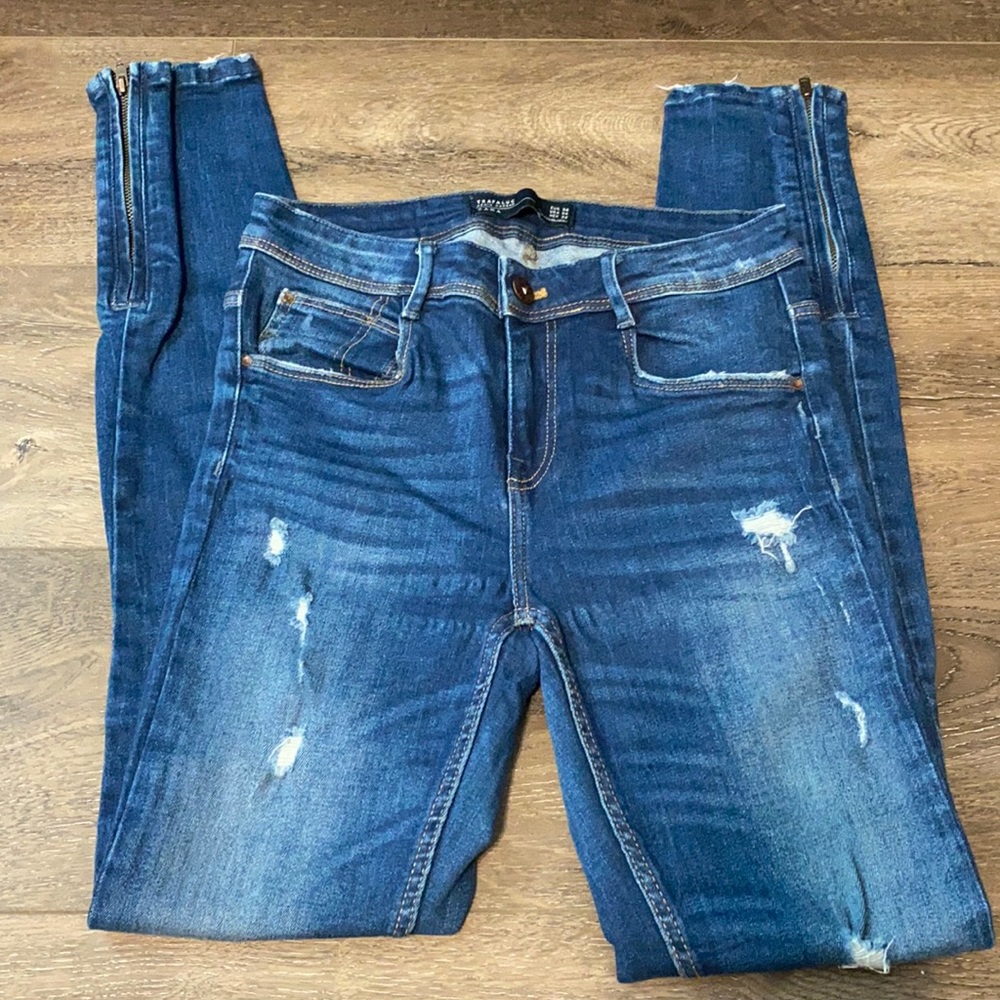 Zara Trafaluc Distressed Skinny Jeans 4